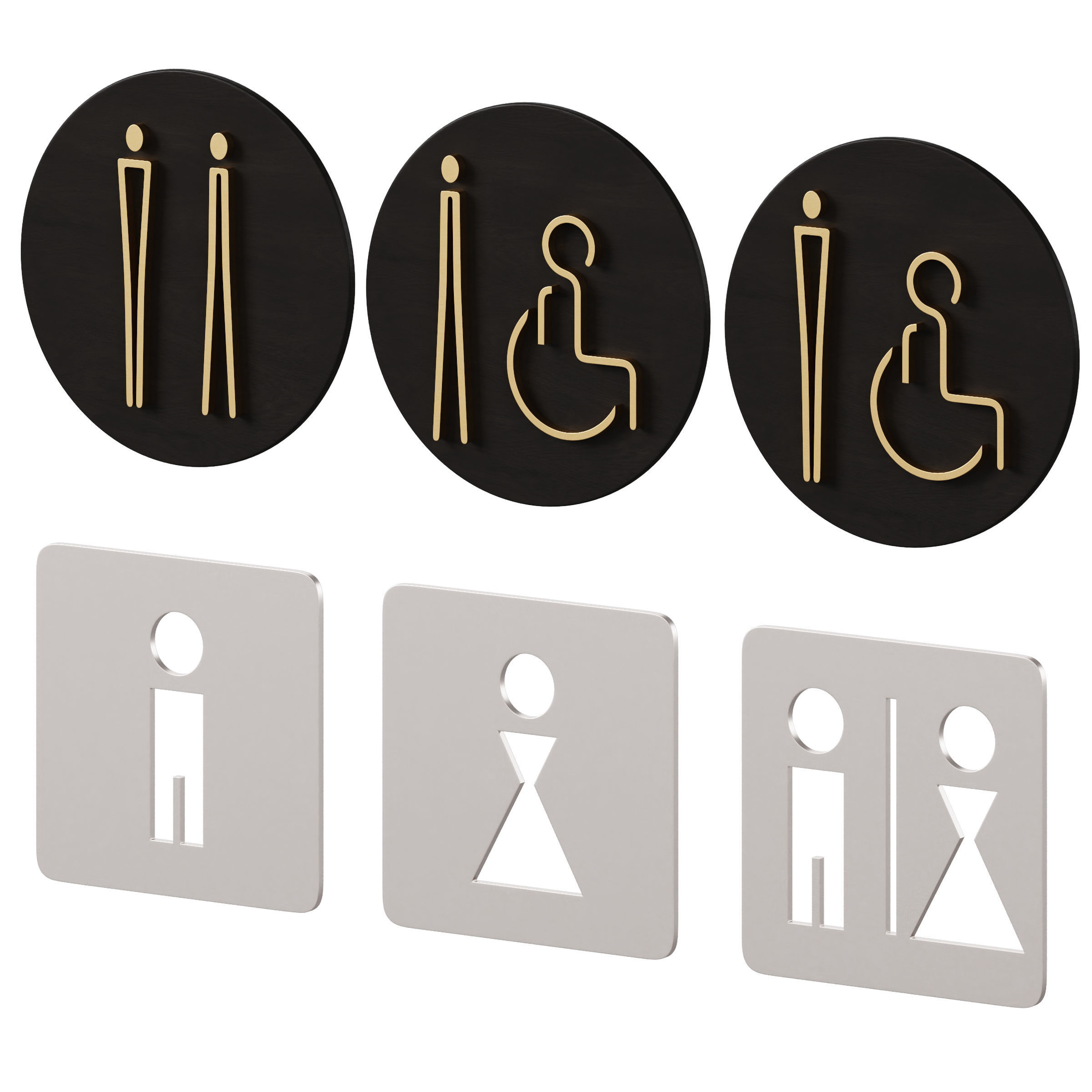 Restroom Directional Door Signs 3 3D model_3