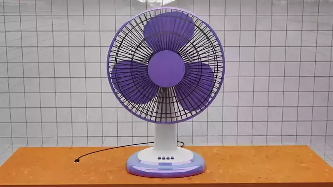 Animated table fan Low-poly 3D model