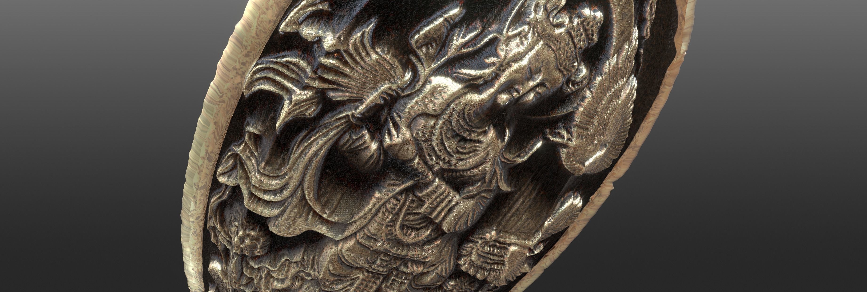 Oriental woman figure relief Low-poly 3D model_13