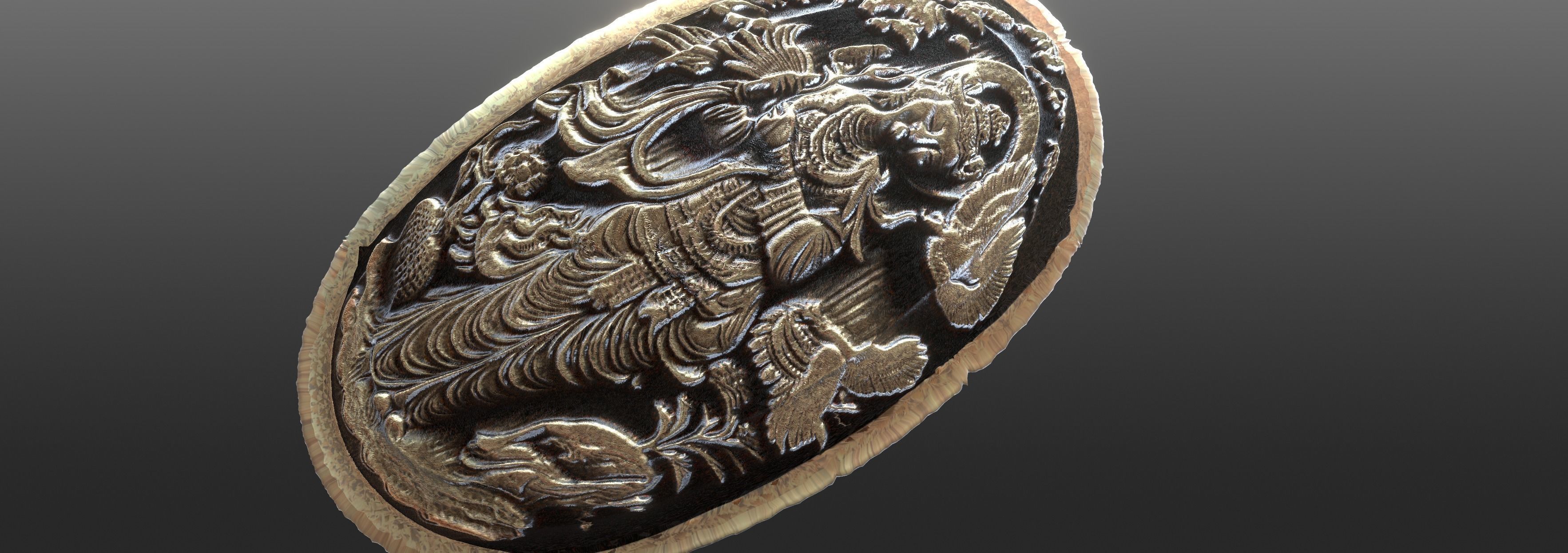 Oriental woman figure relief Low-poly 3D model_14