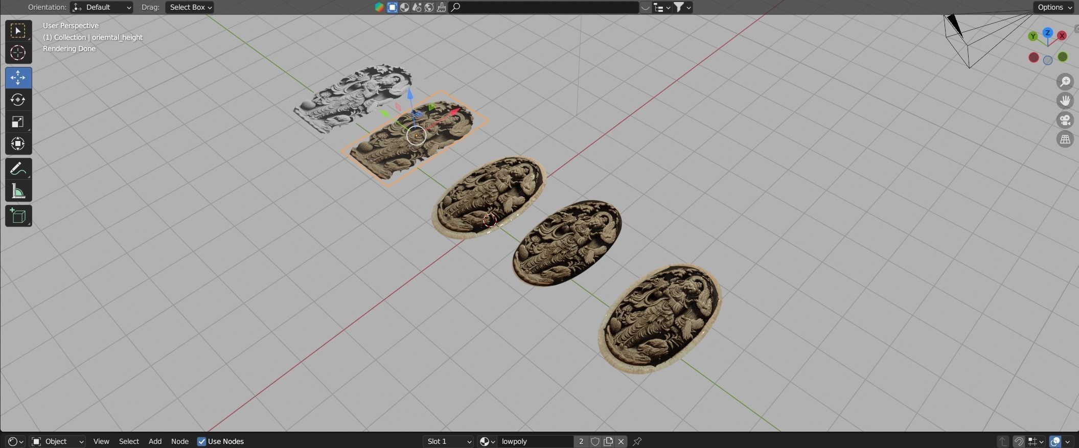 Oriental woman figure relief Low-poly 3D model_18