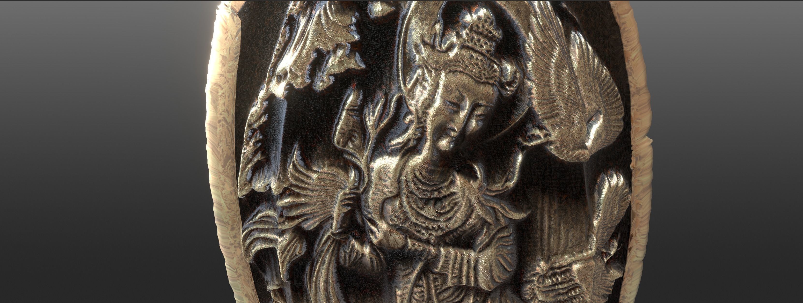 Oriental woman figure relief Low-poly 3D model_16