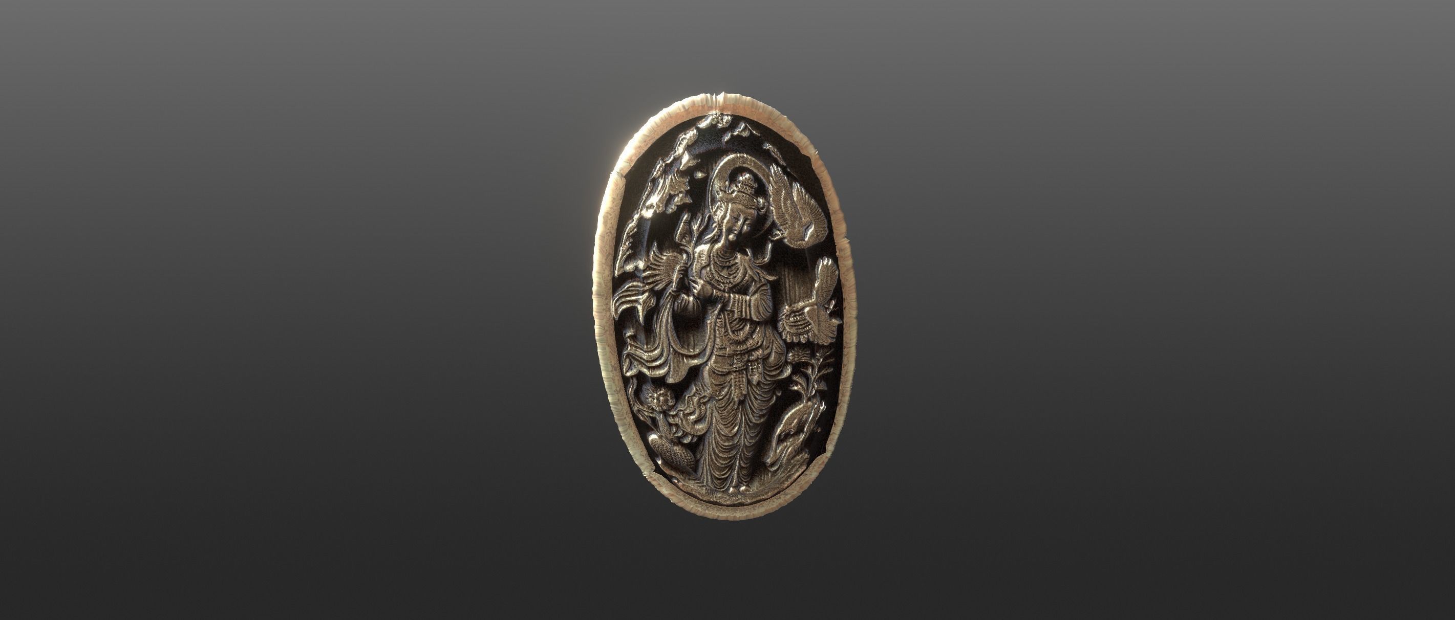 Oriental woman figure relief Low-poly 3D model_3