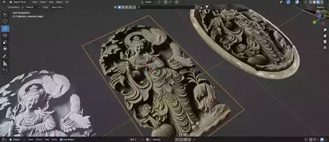 Oriental woman figure relief Low-poly 3D model