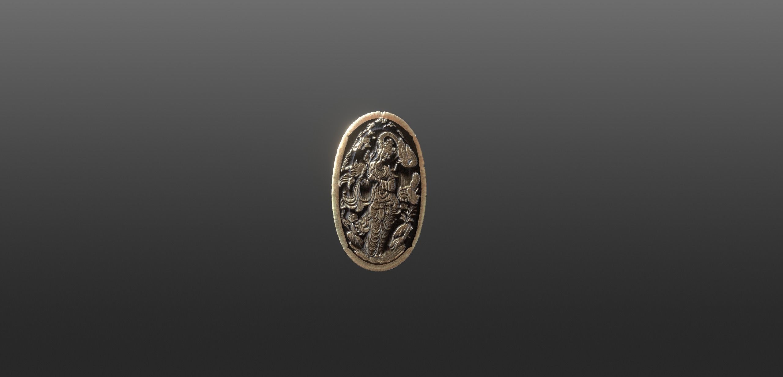 Oriental woman figure relief Low-poly 3D model_12
