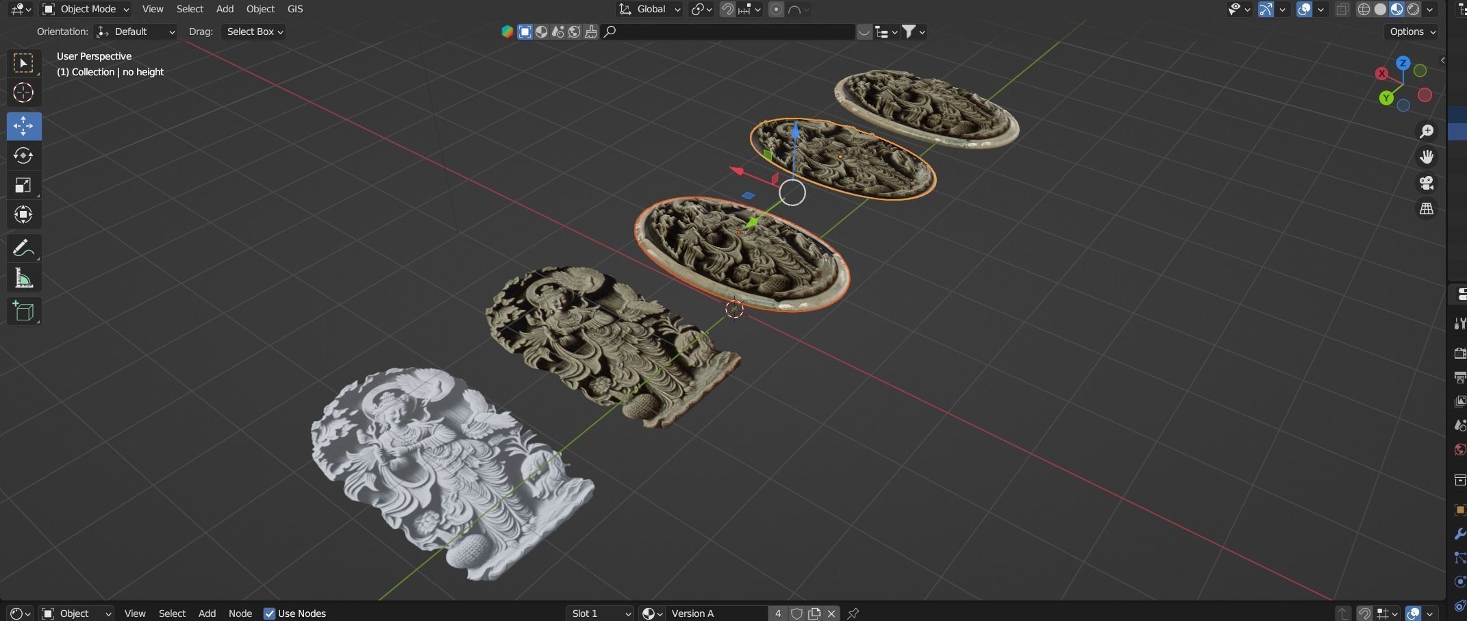 Oriental woman figure relief Low-poly 3D model_19