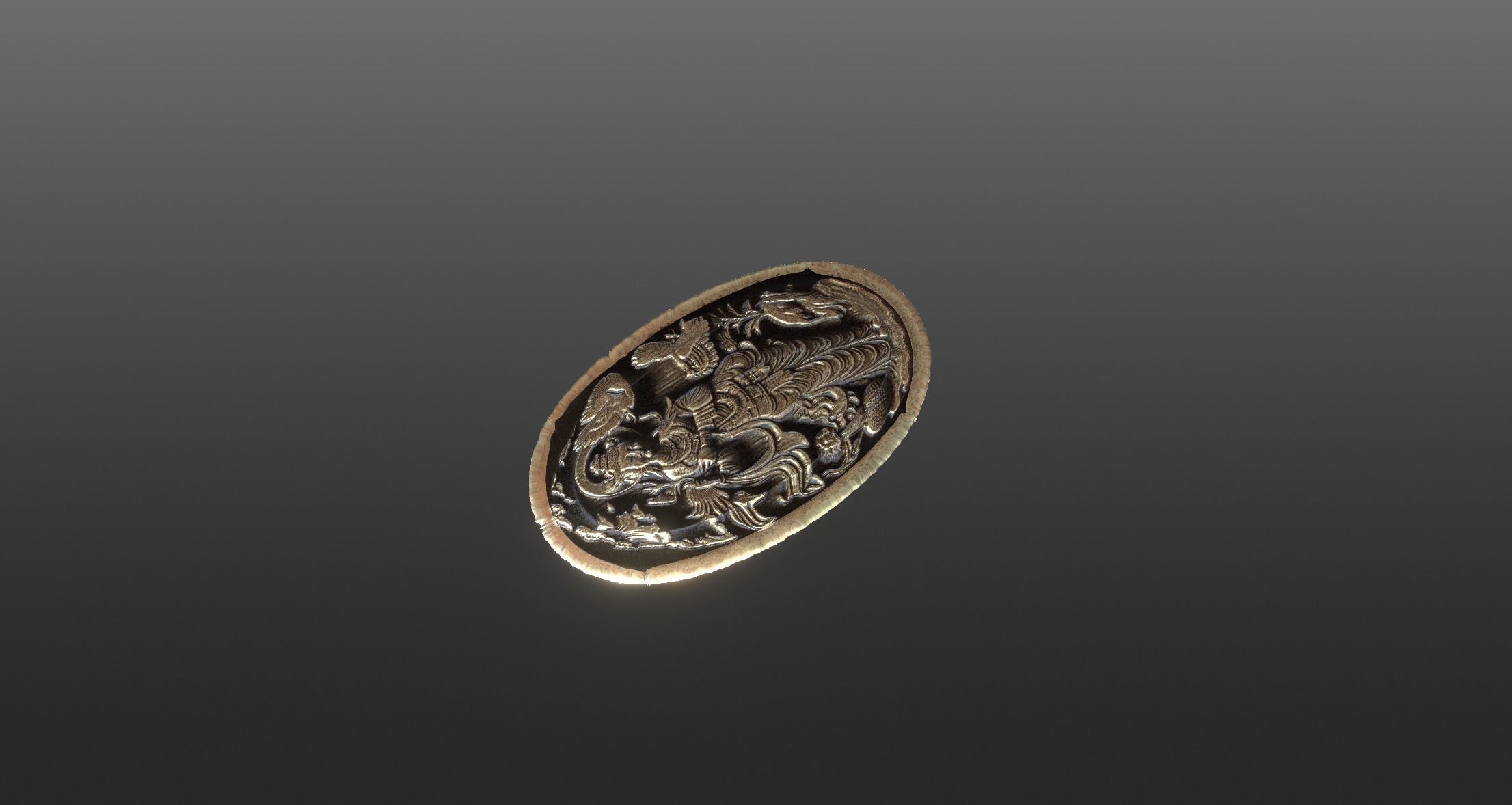 Oriental woman figure relief Low-poly 3D model_5