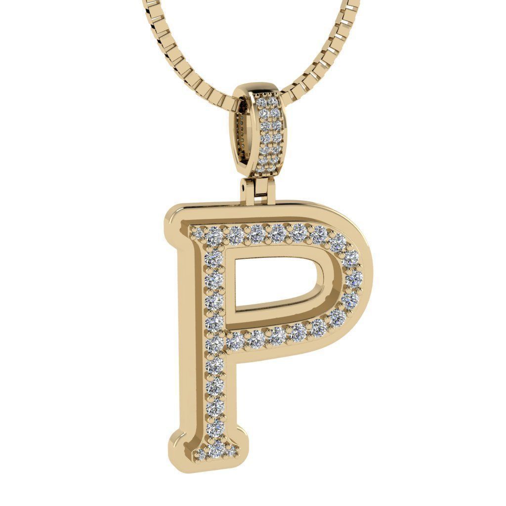 Alphabet Diamond pendant P 3D print model_8