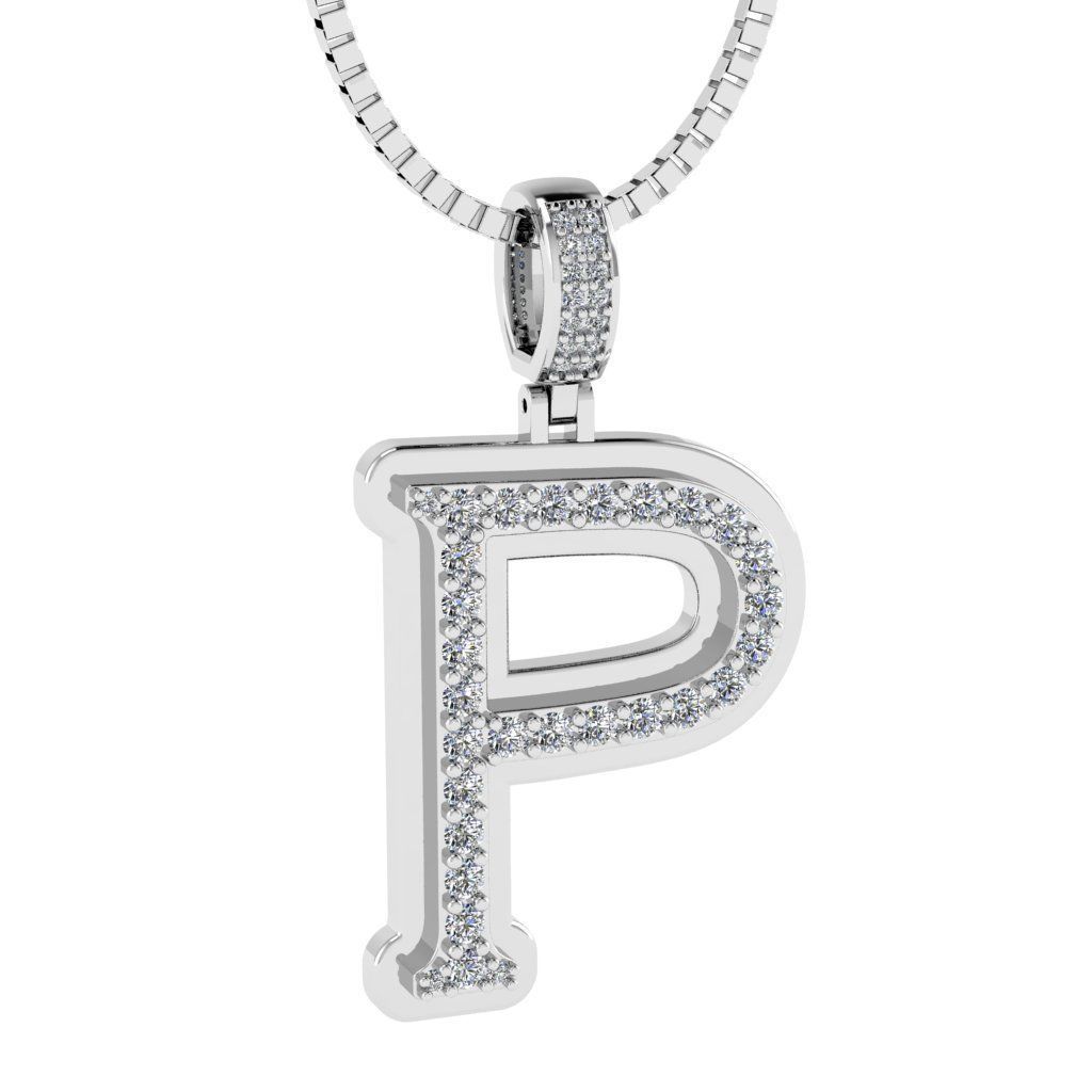 Alphabet Diamond pendant P 3D print model_9