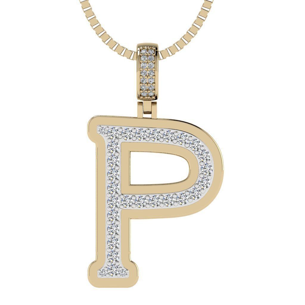 Alphabet Diamond pendant P 3D print model_14