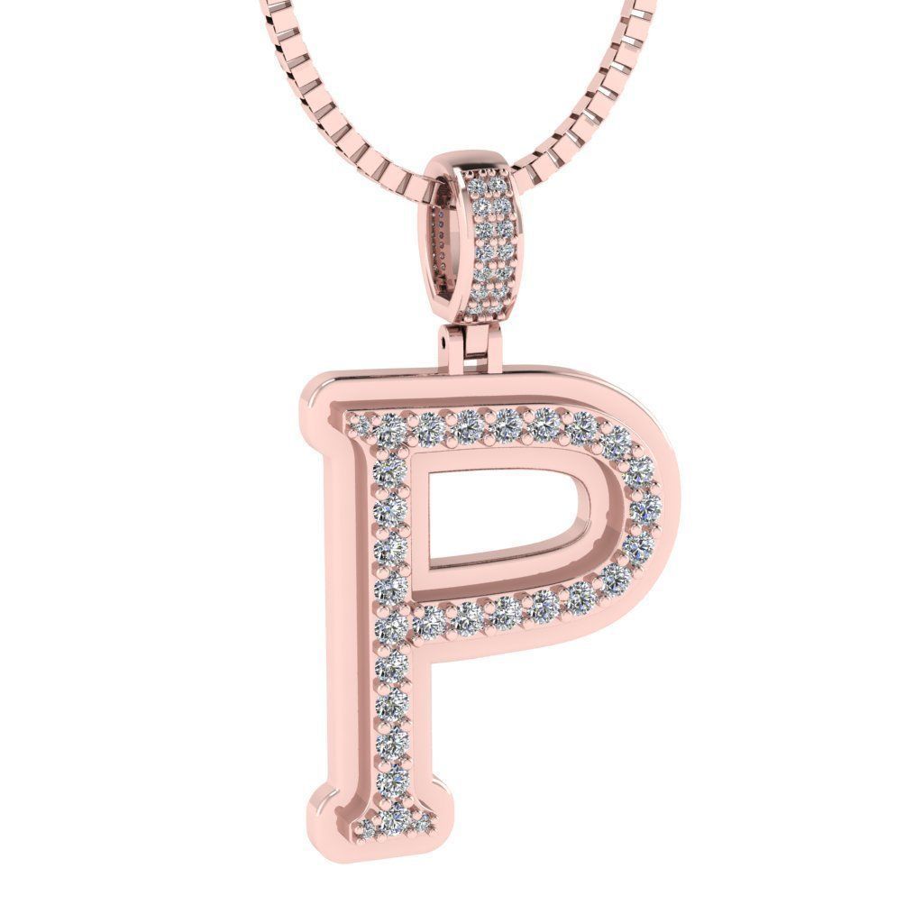 Alphabet Diamond pendant P 3D print model_13