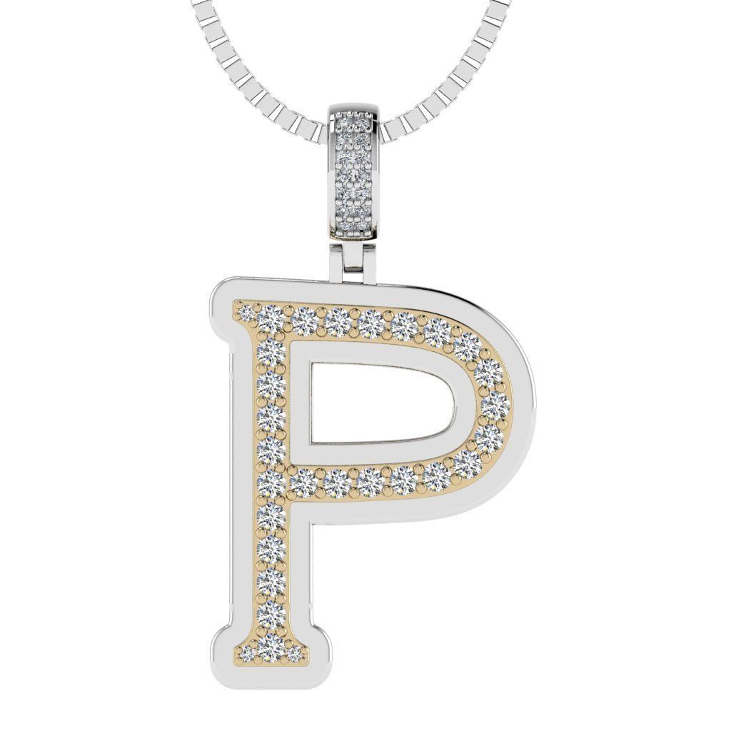 Alphabet Diamond pendant P 3D print model_19