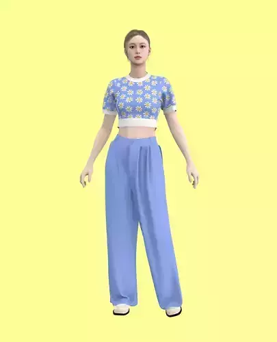 Woman Croptop with long pants - marvelouse designer program  3D model