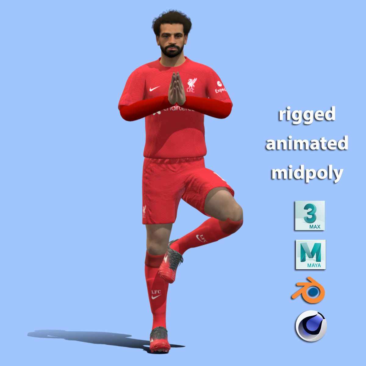 3D Rigged Mo Salah praying 3D model_2