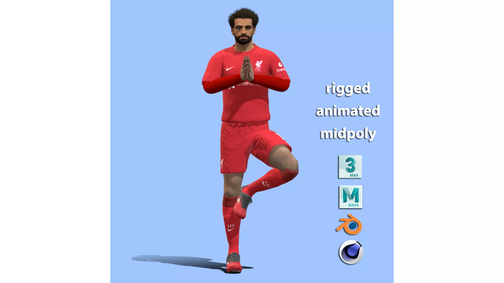 3D Rigged Mo Salah praying 3D model_0