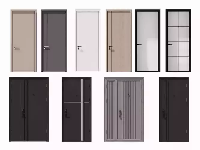 Door Modern bedroom-door-entrance door-wooden door 3D model
