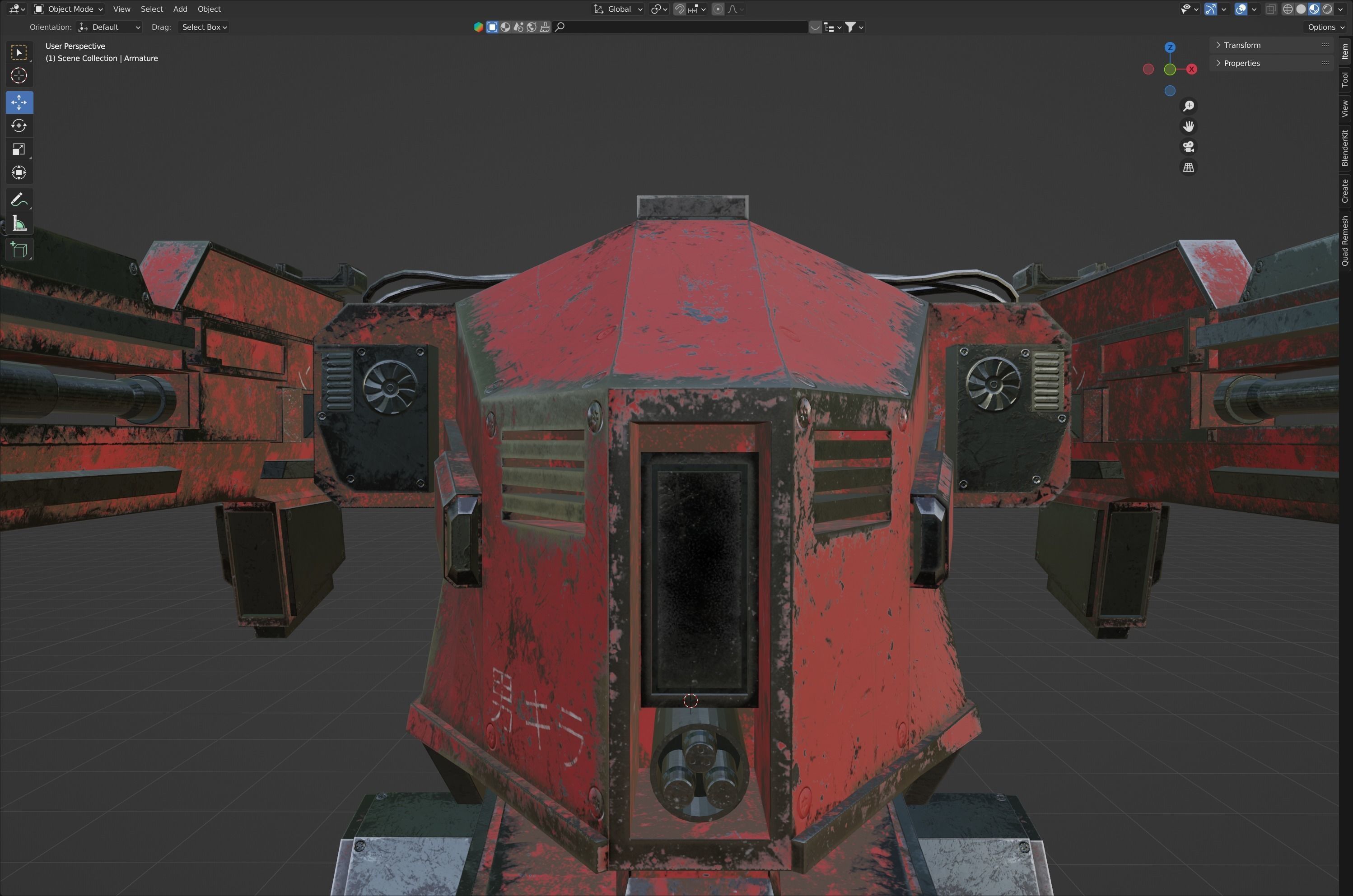 Model of Red Lowpoly Japan Mech EDITABLE Low-poly 3D model_6