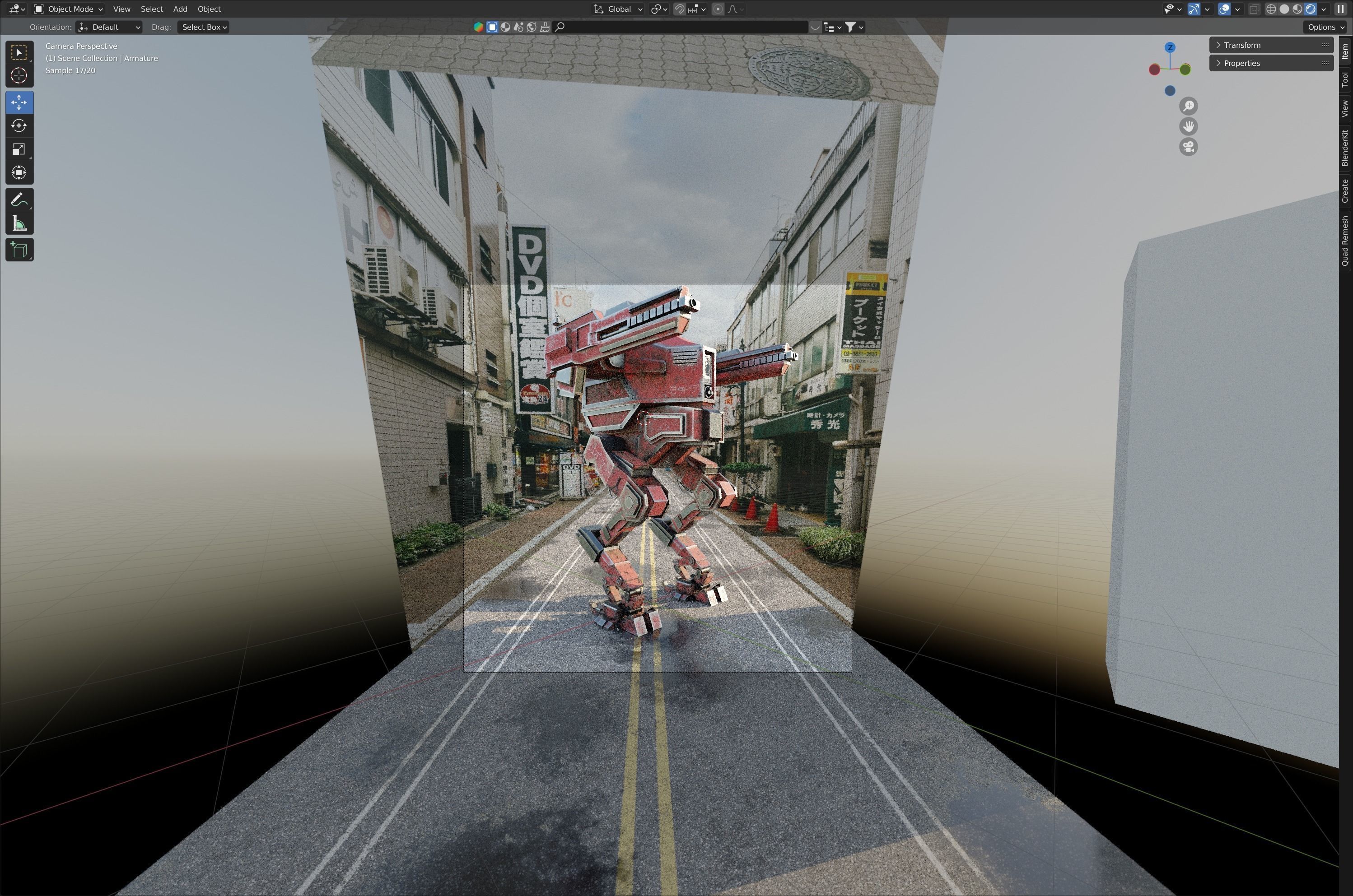 Model of Red Lowpoly Japan Mech EDITABLE Low-poly 3D model_15