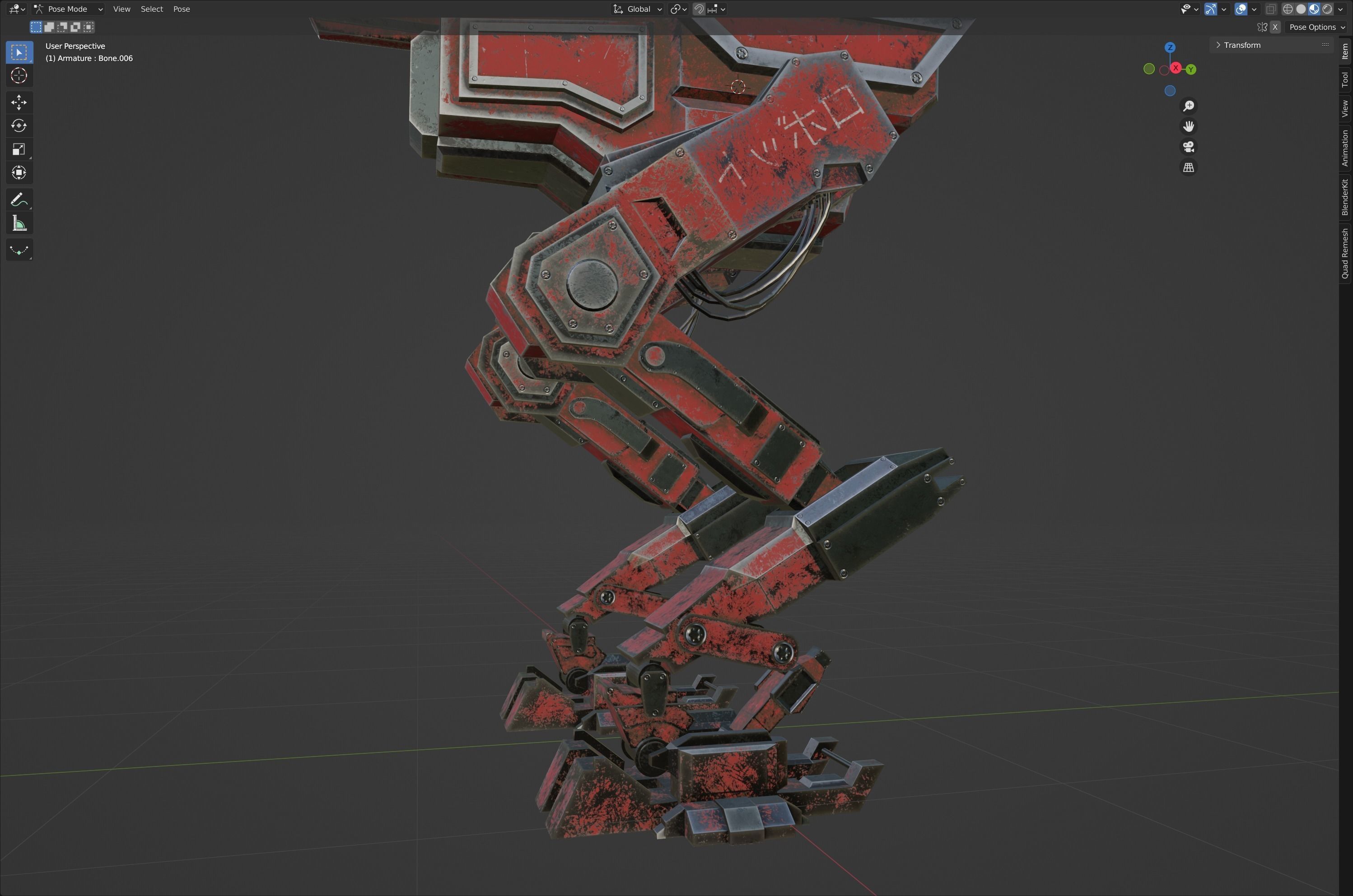Model of Red Lowpoly Japan Mech EDITABLE Low-poly 3D model_8