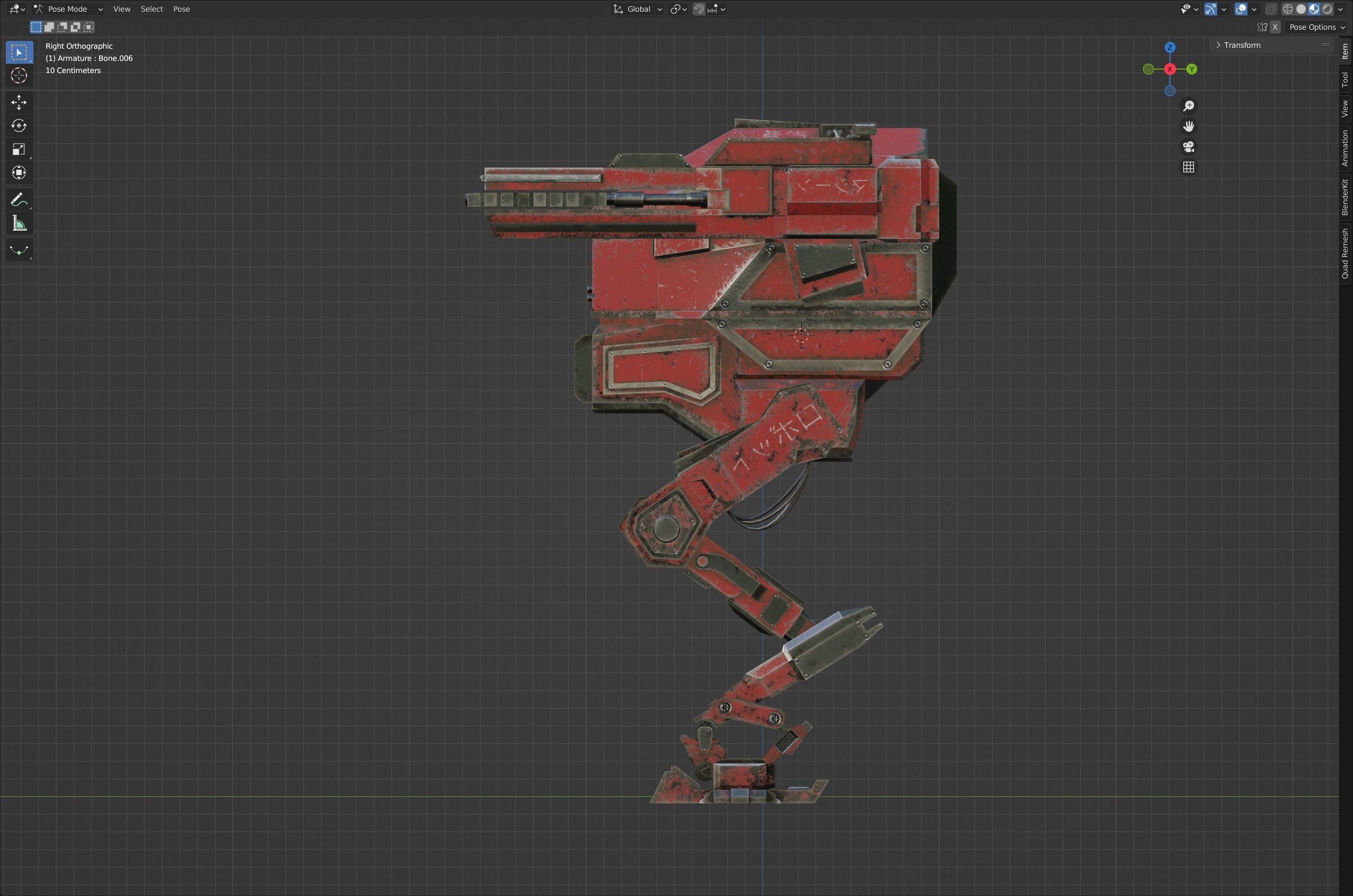 Model of Red Lowpoly Japan Mech EDITABLE Low-poly 3D model_3