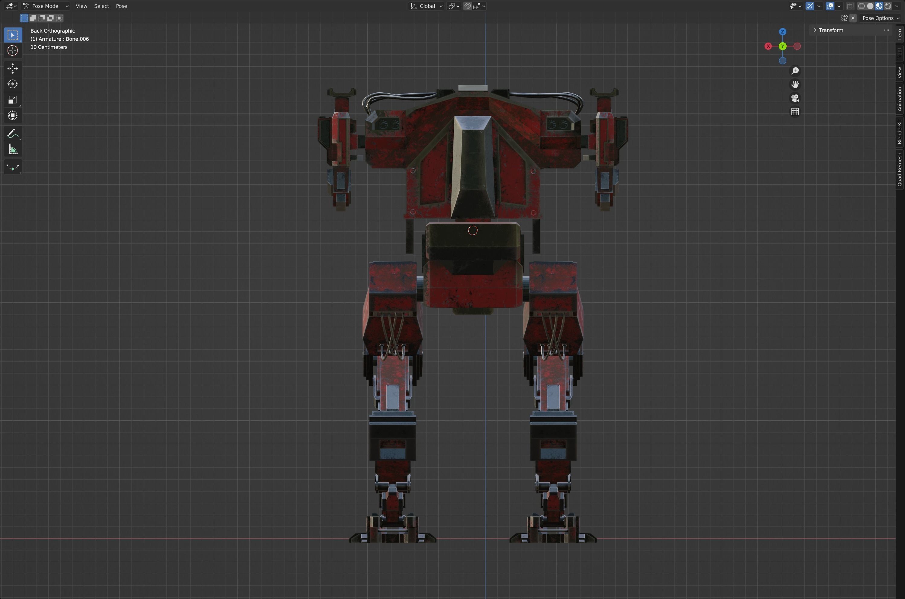 Model of Red Lowpoly Japan Mech EDITABLE Low-poly 3D model_7