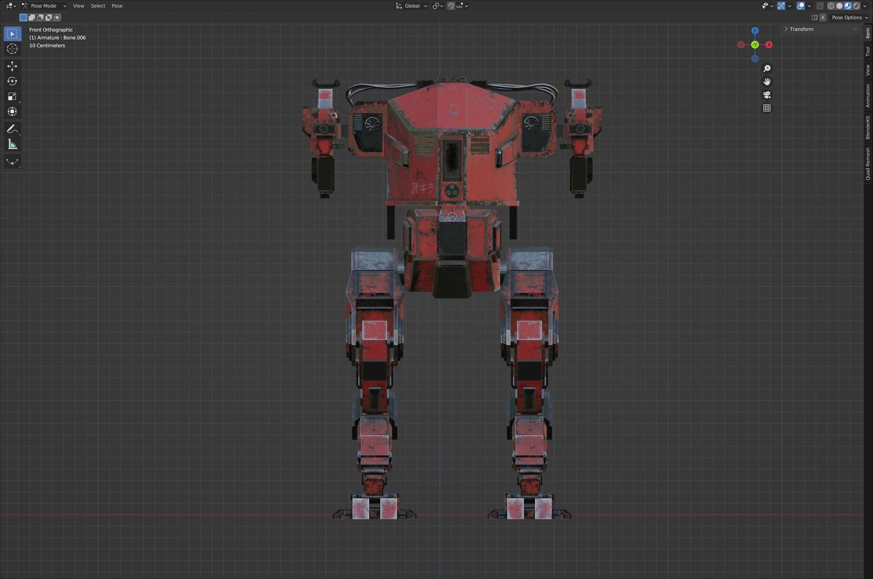 Model of Red Lowpoly Japan Mech EDITABLE Low-poly 3D model_10