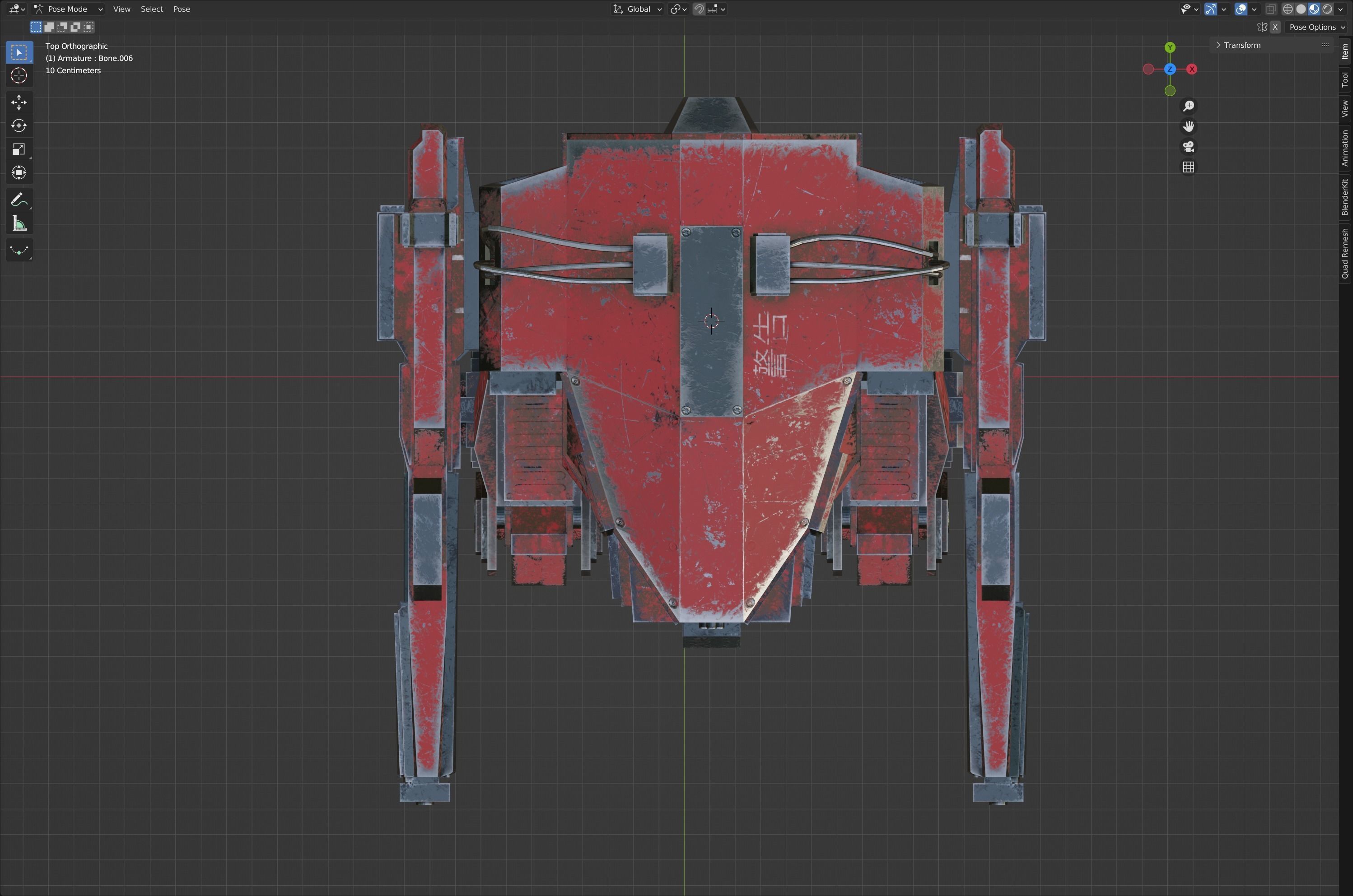 Model of Red Lowpoly Japan Mech EDITABLE Low-poly 3D model_5