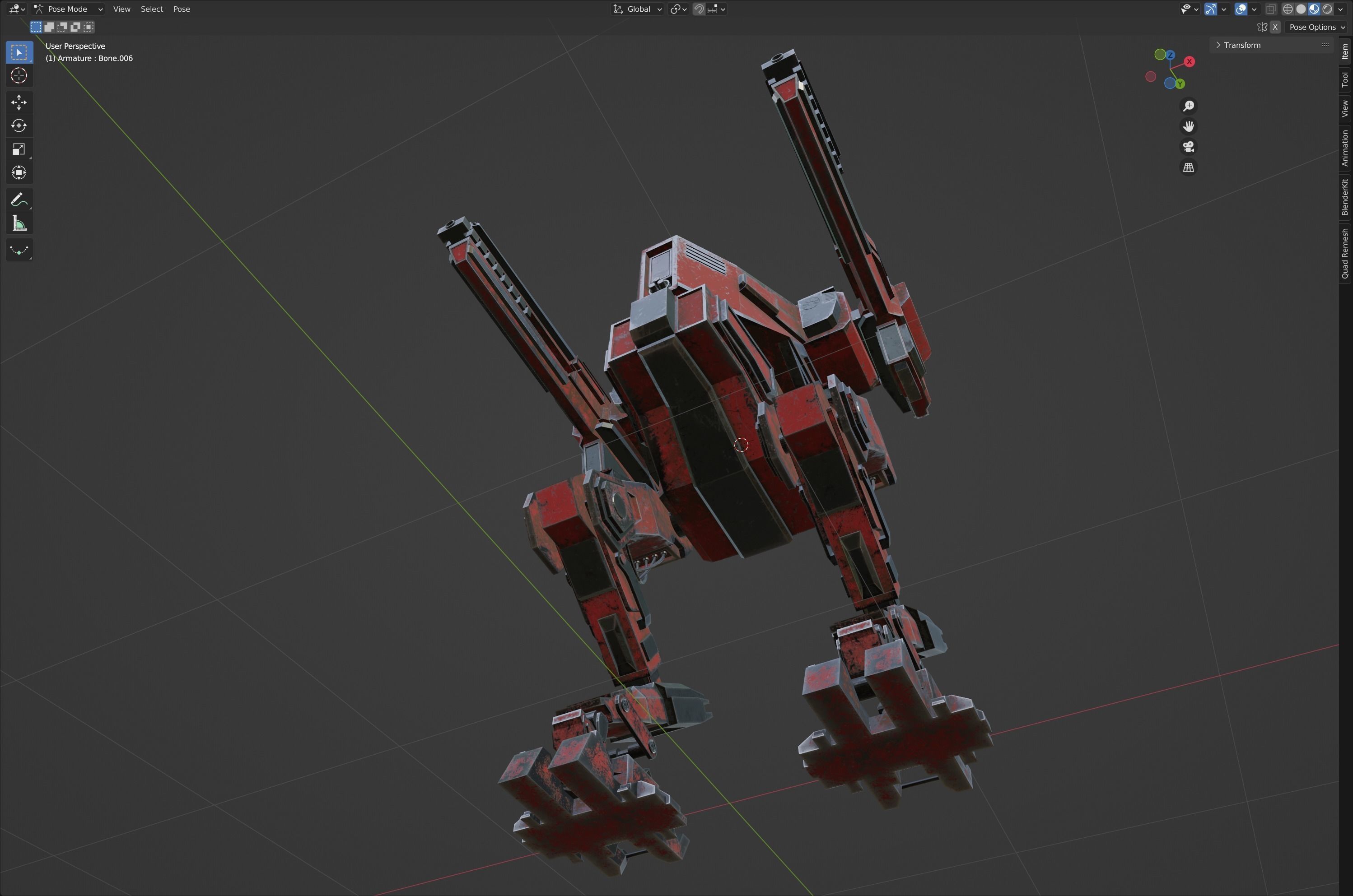 Model of Red Lowpoly Japan Mech EDITABLE Low-poly 3D model_9
