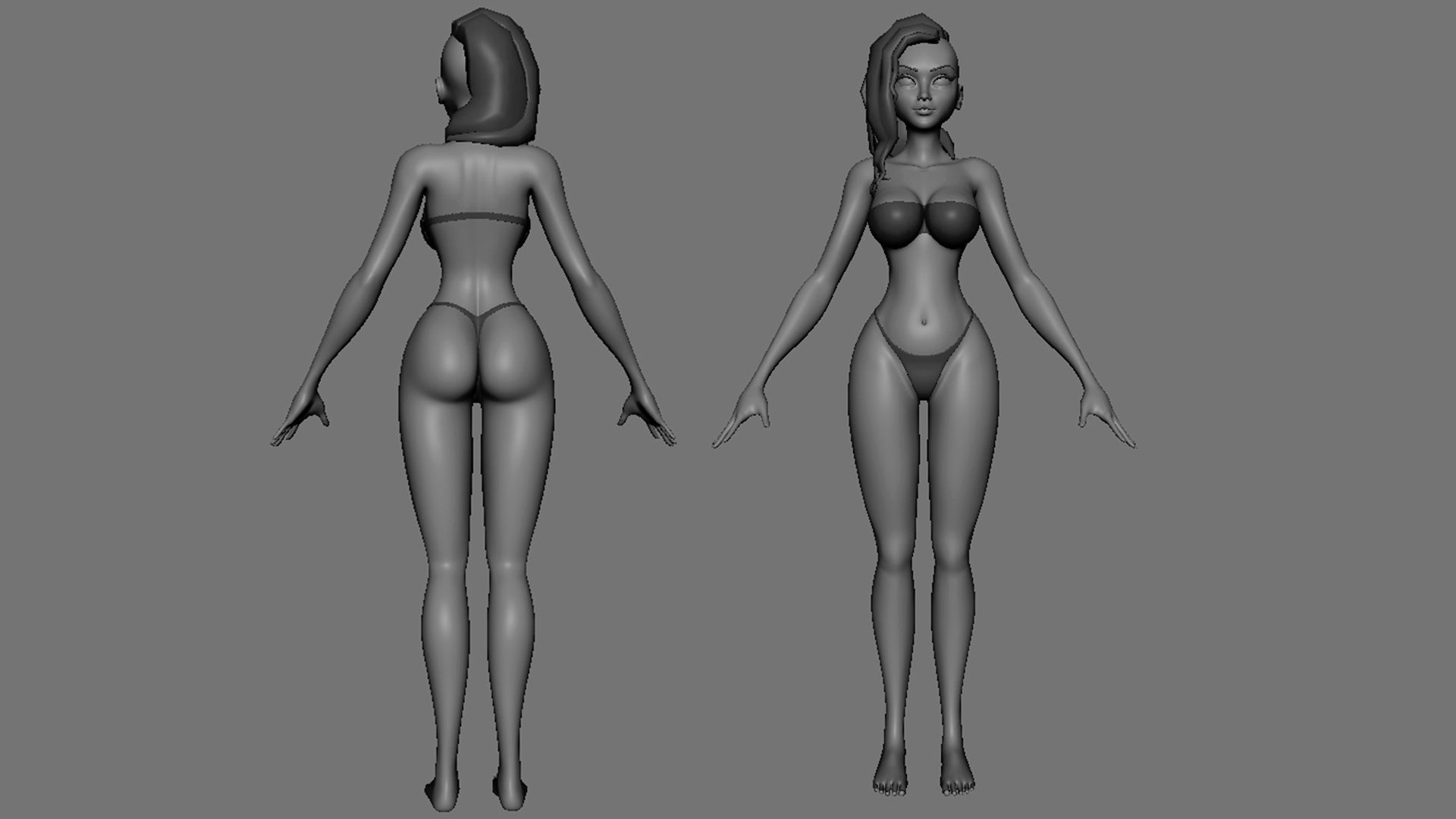 Female  BaseMesh Low-poly 3D model_6