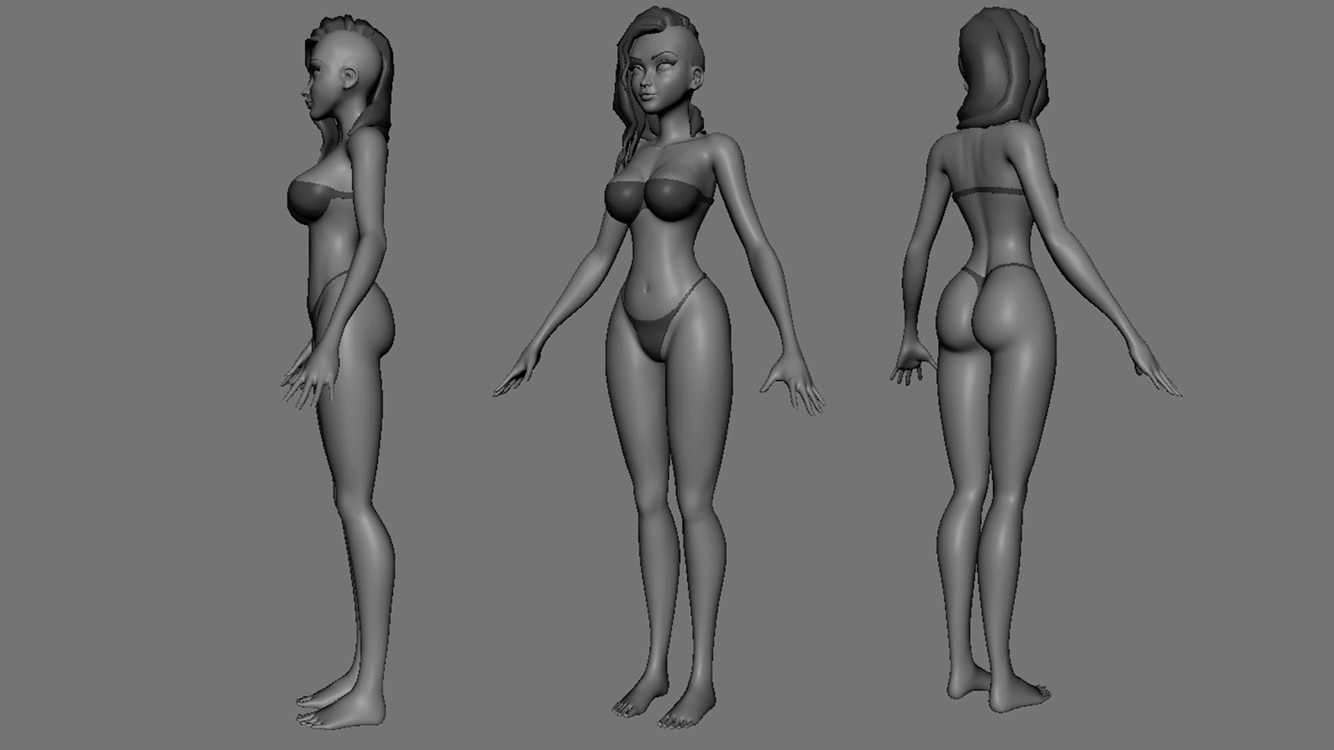 Female  BaseMesh Low-poly 3D model_4