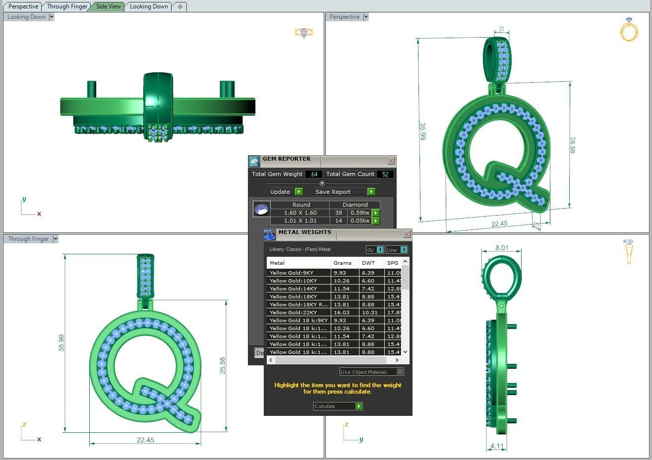 Alphabet Diamond pendant Q 3D print model_10