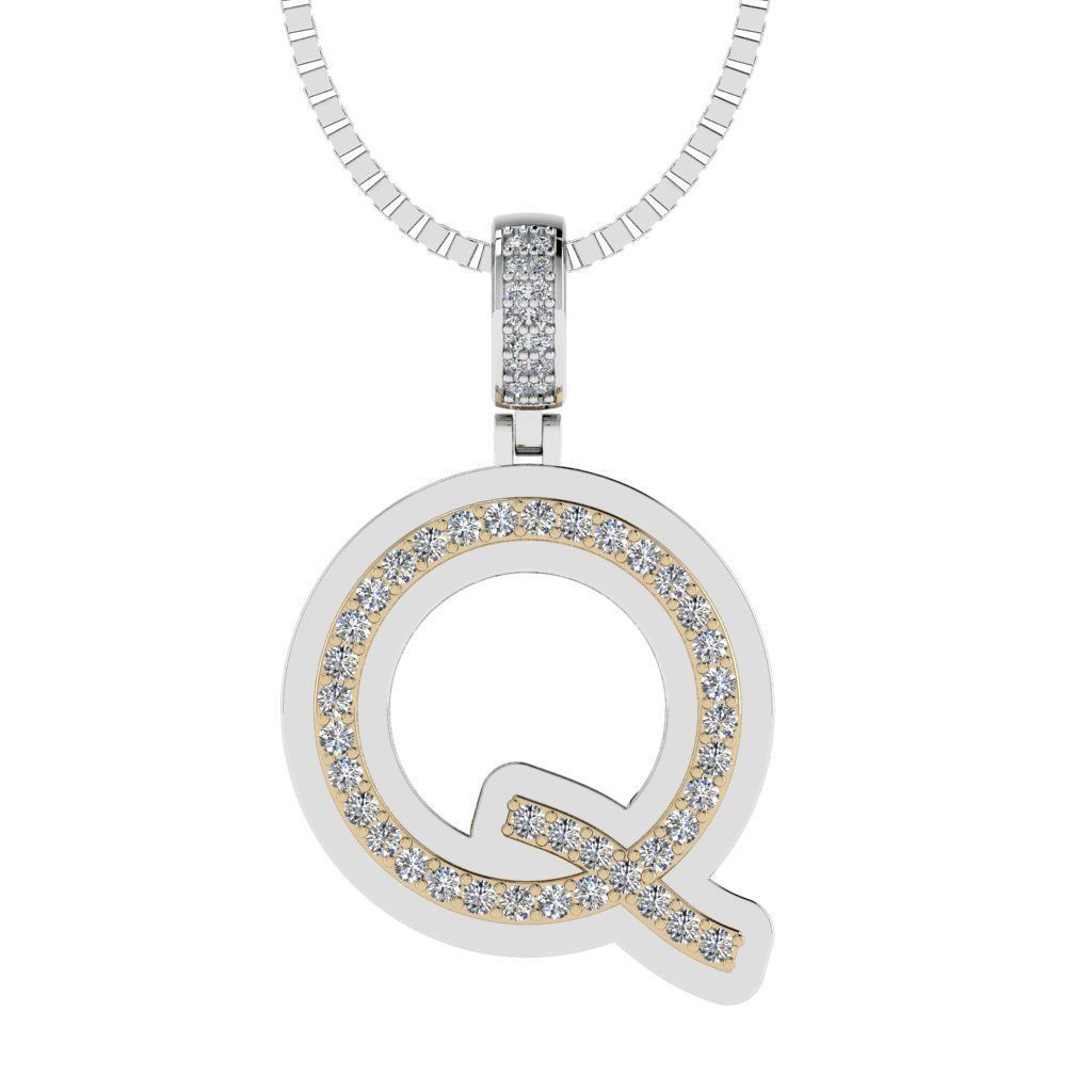 Alphabet Diamond pendant Q 3D print model_8