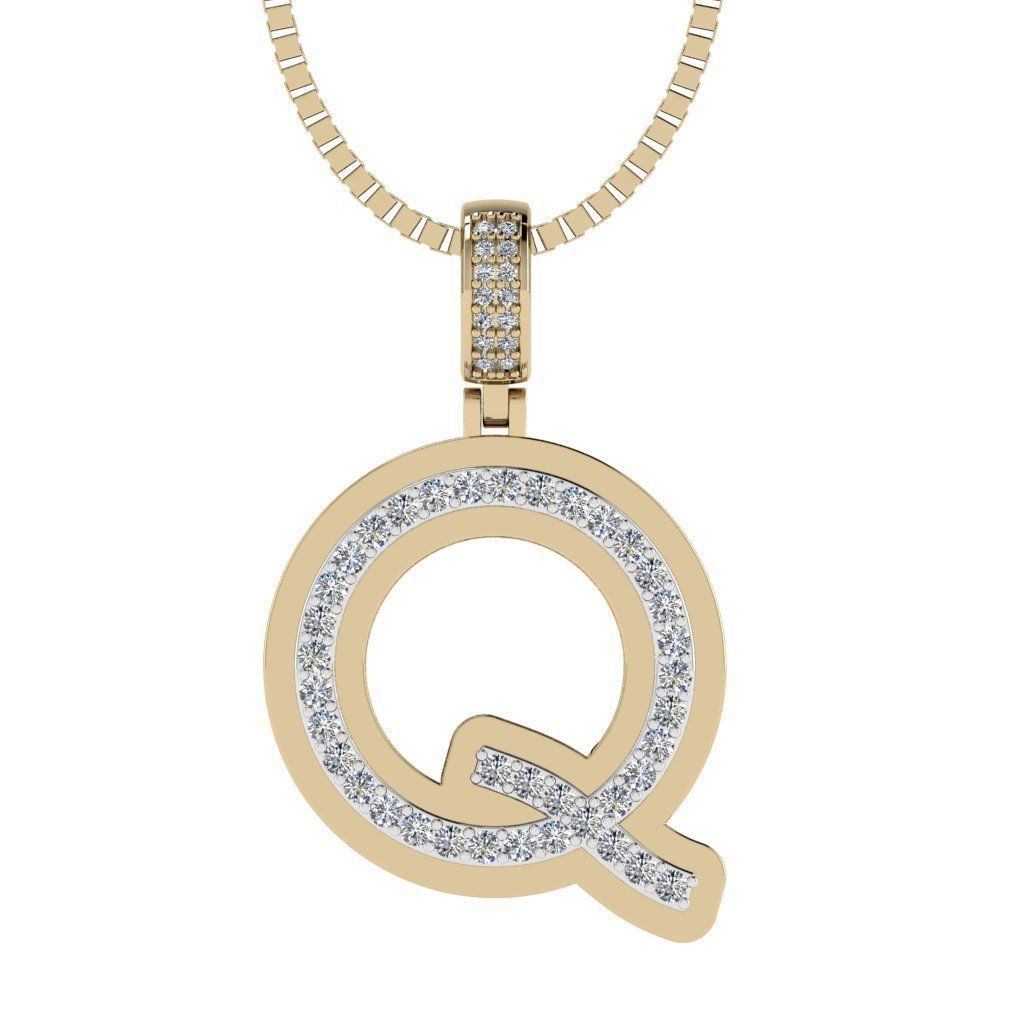 Alphabet Diamond pendant Q 3D print model_7