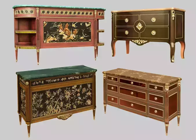 Taillardat 4 chest of drawers set 3D model