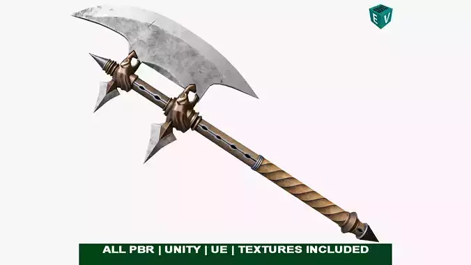 Battle Axe 15 All PBR Unity UE Textures Included Low-poly 3D model