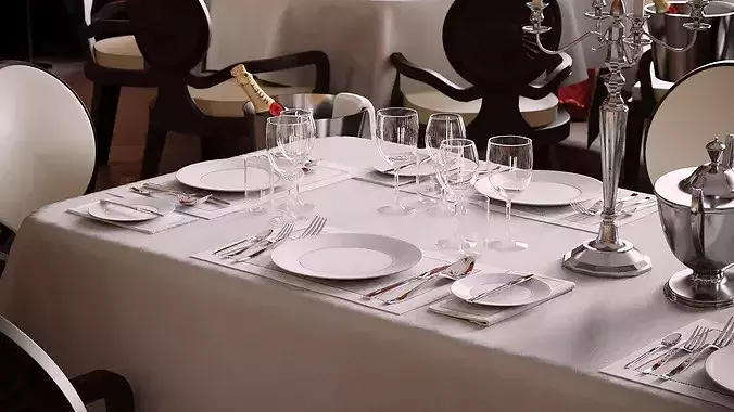 Realistic Interior Restaurant Scene 3D model 5