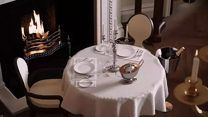 Realistic Interior Restaurant Scene 3D model 4