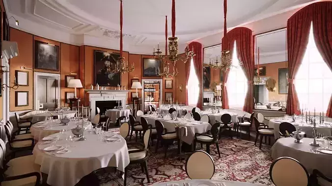 Realistic Interior Restaurant Scene