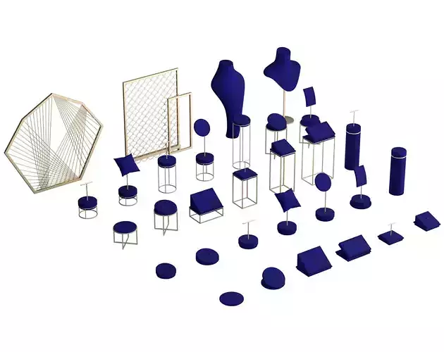 Monicadisplaystudio Blue Velvet Jewelry Stand Vol 13 3D model