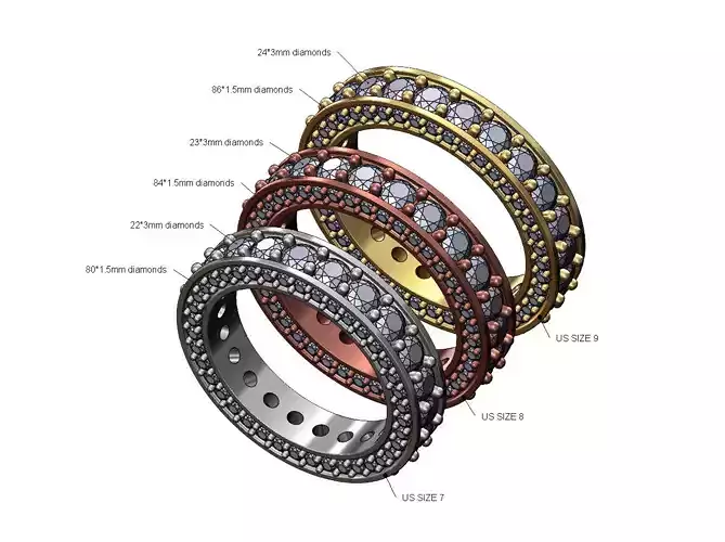 Iced eternity diamond band US sizes 7 8 9