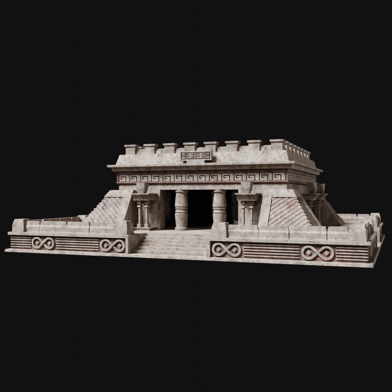 AZTEC MAYAN INCA MESOAMERICA STONE HOUSE TEMPLE COLLECTION Low-poly 3D model_21