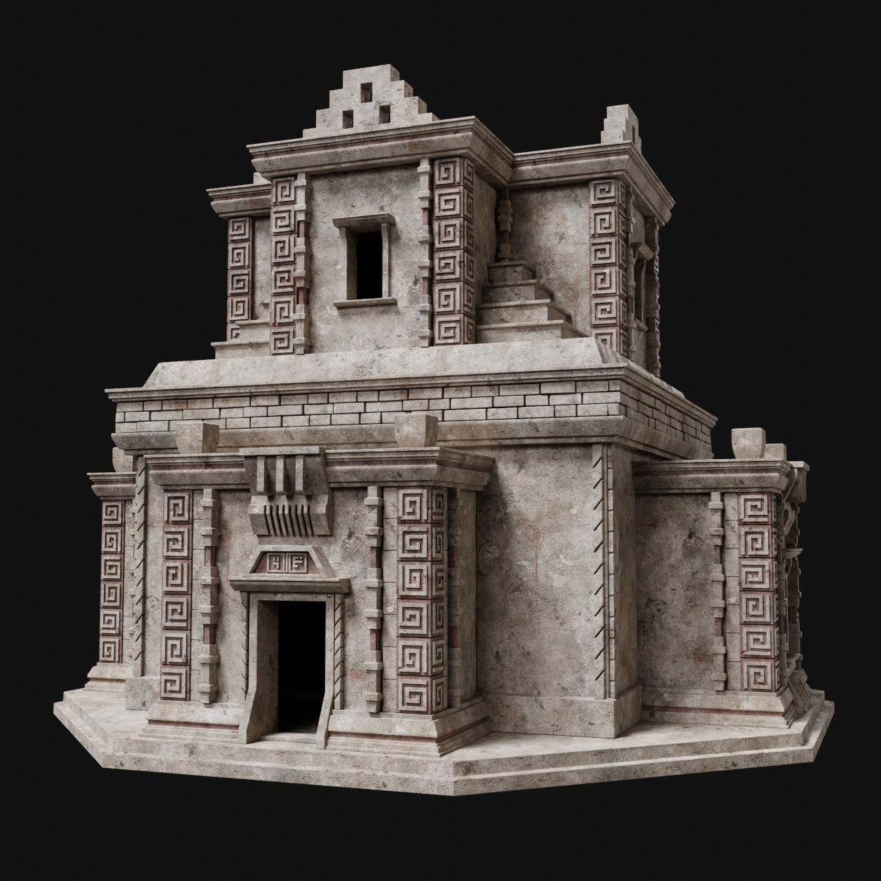 AZTEC MAYAN INCA MESOAMERICA STONE HOUSE TEMPLE COLLECTION Low-poly 3D model_29