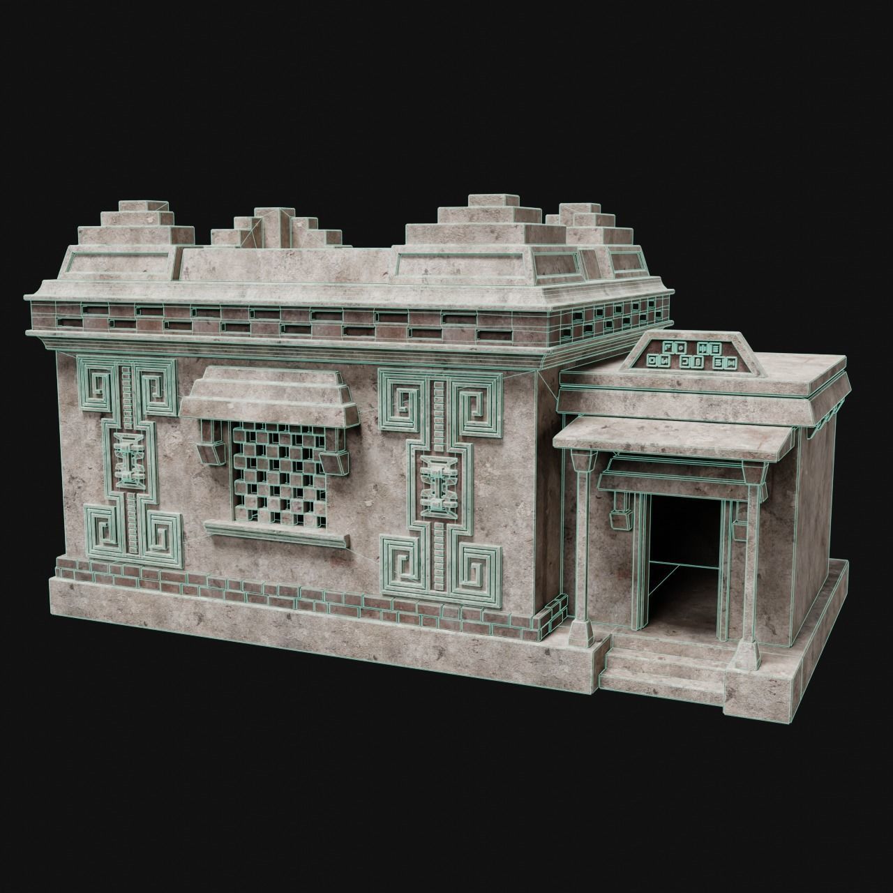 AZTEC MAYAN INCA MESOAMERICA STONE HOUSE TEMPLE COLLECTION Low-poly 3D model_20