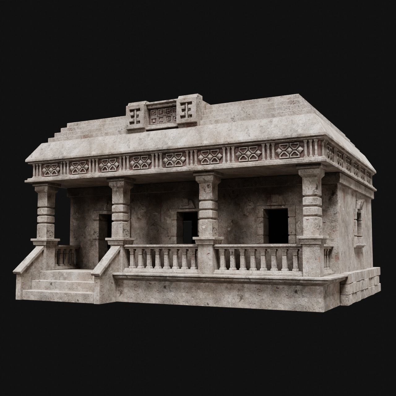 AZTEC MAYAN INCA MESOAMERICA STONE HOUSE TEMPLE COLLECTION Low-poly 3D model_25
