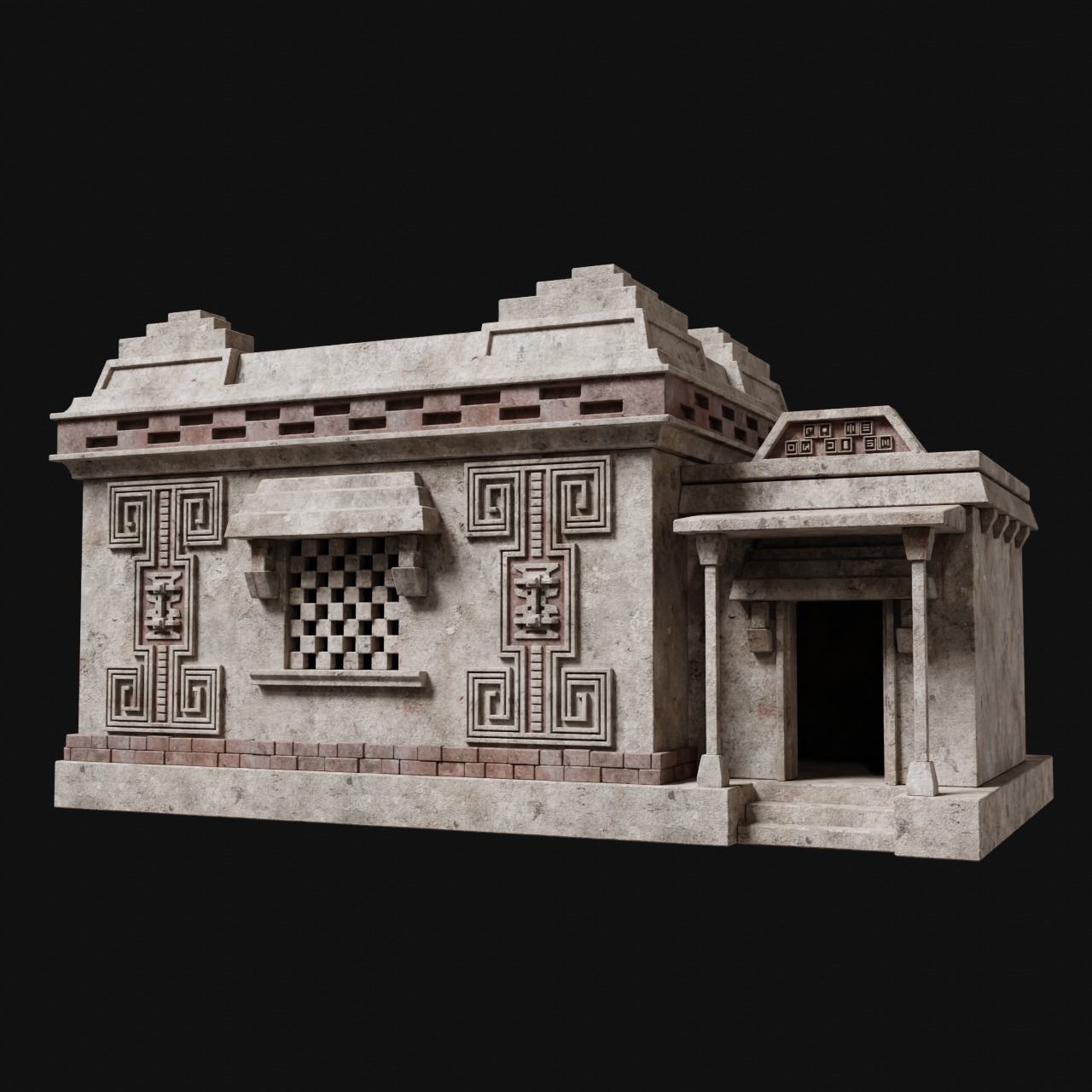 AZTEC MAYAN INCA MESOAMERICA STONE HOUSE TEMPLE COLLECTION Low-poly 3D model_17