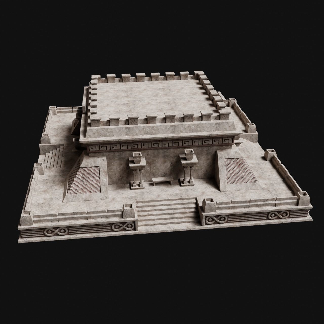 AZTEC MAYAN INCA MESOAMERICA STONE HOUSE TEMPLE COLLECTION Low-poly 3D model_23