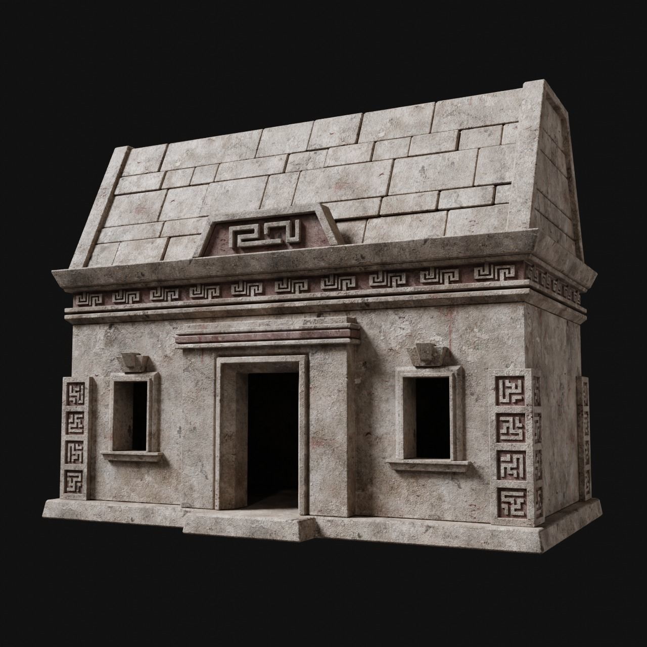 AZTEC MAYAN INCA MESOAMERICA STONE HOUSE TEMPLE COLLECTION Low-poly 3D model_1