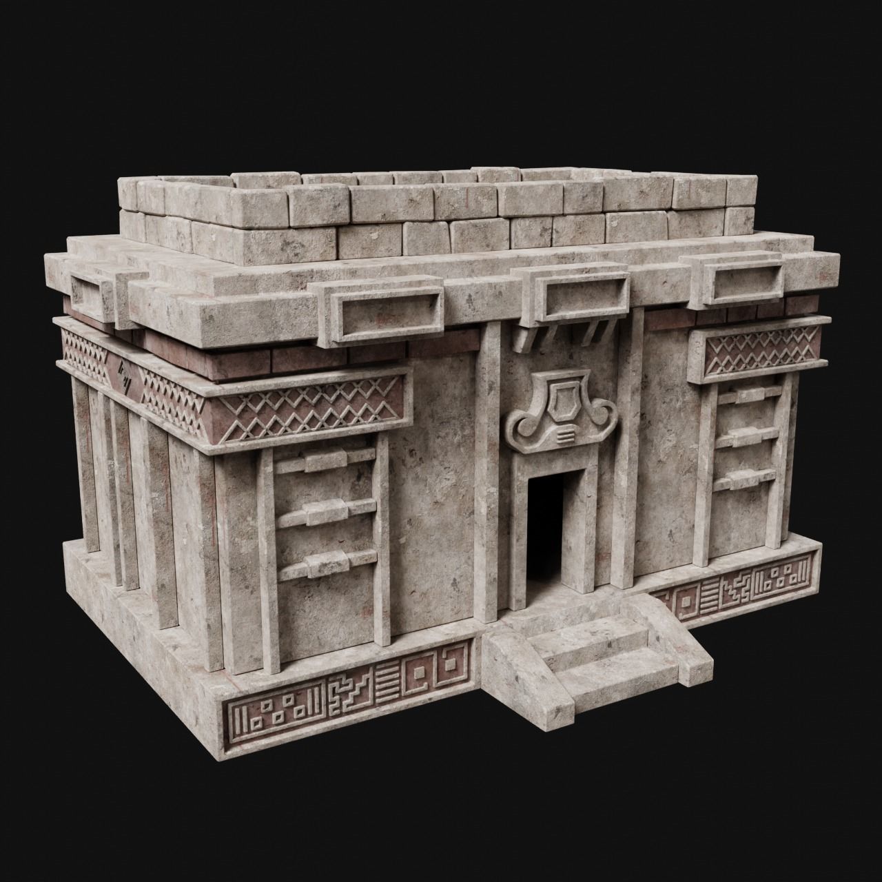 AZTEC MAYAN INCA MESOAMERICA STONE HOUSE TEMPLE COLLECTION Low-poly 3D model_6