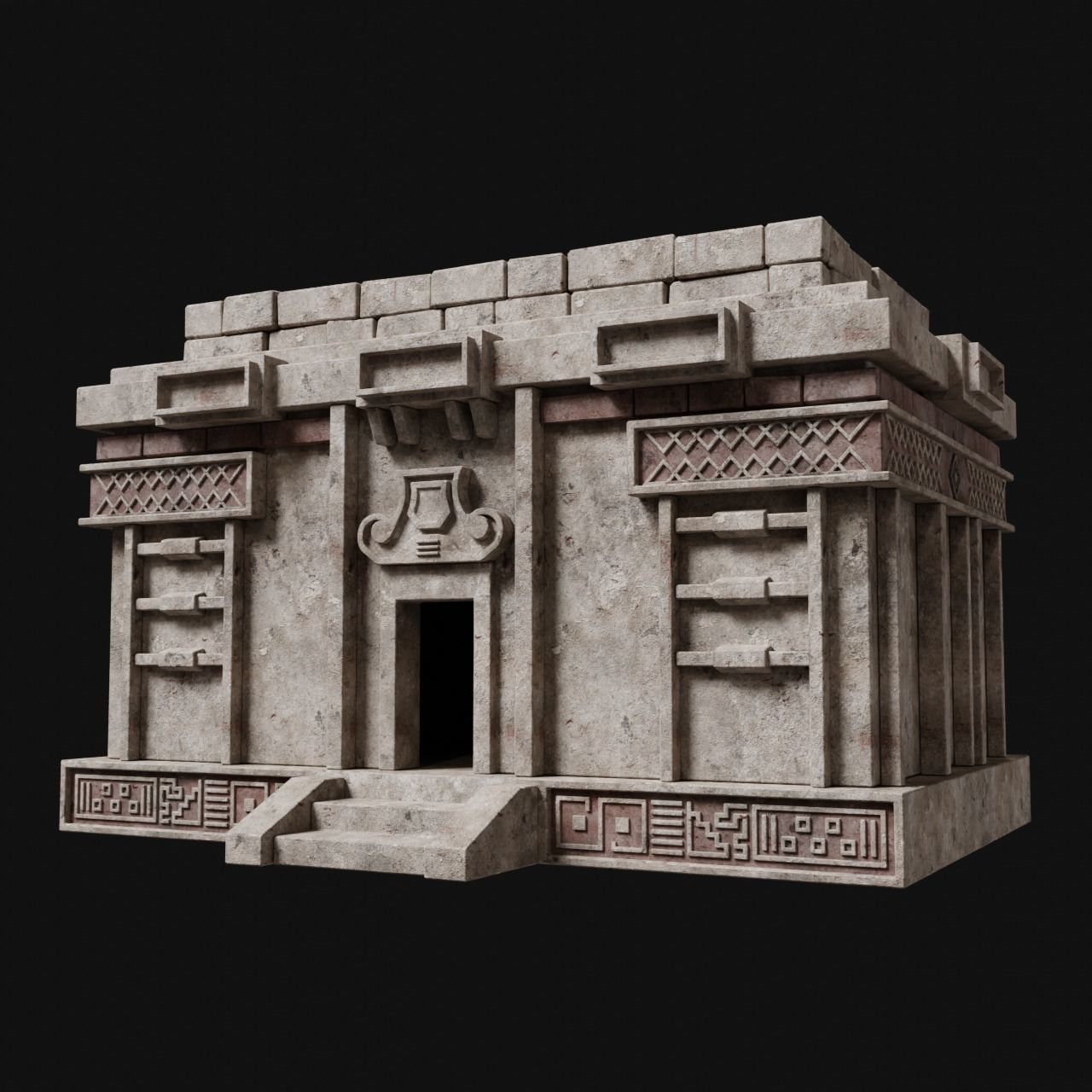 AZTEC MAYAN INCA MESOAMERICA STONE HOUSE TEMPLE COLLECTION Low-poly 3D model_5