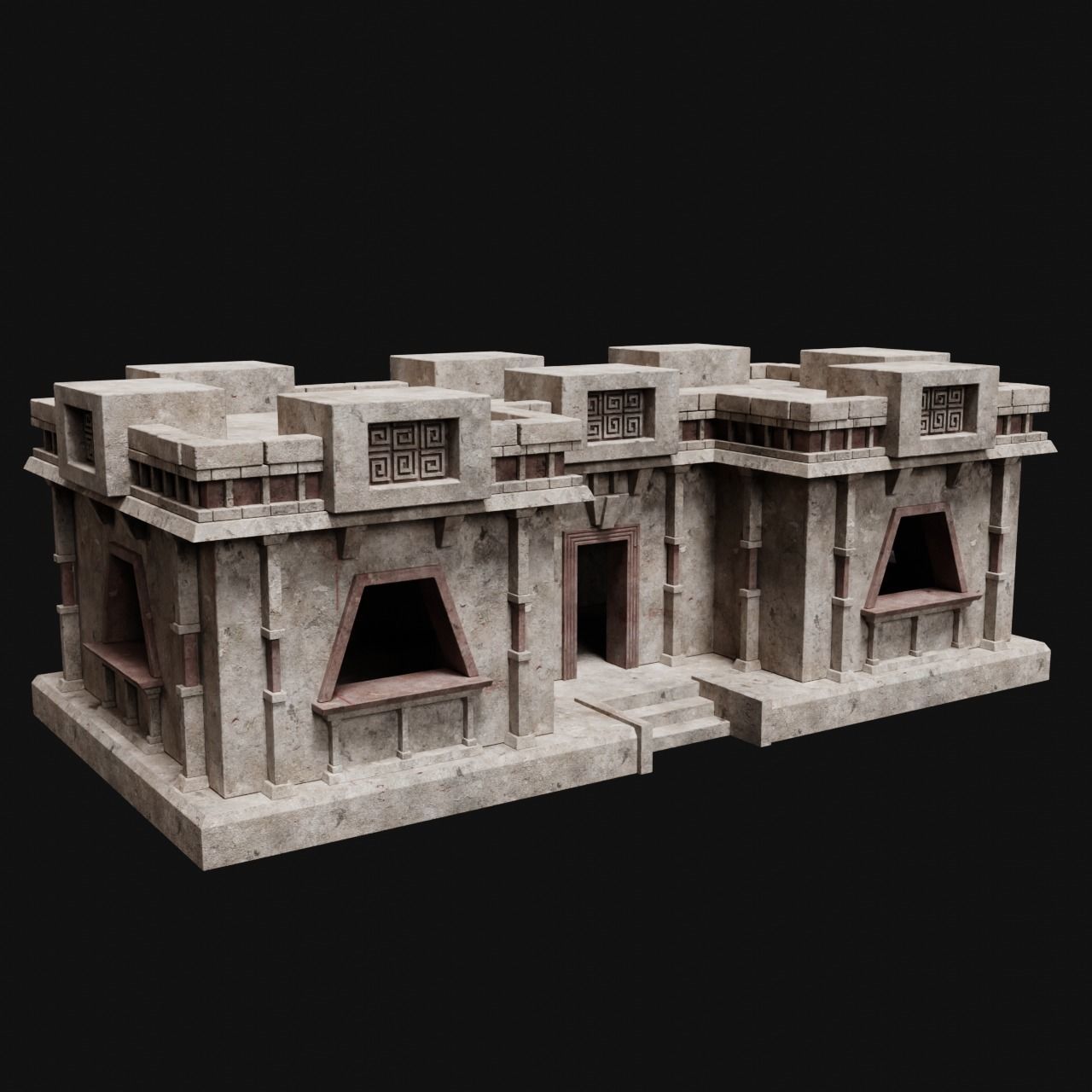 AZTEC MAYAN INCA MESOAMERICA STONE HOUSE TEMPLE COLLECTION Low-poly 3D model_34